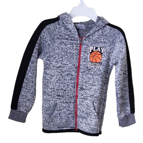 2 For $5 Sale Victory League Boys Gray Knit Basketball Hoodie Sweater Size 5|6 - Picture 2 of 8
